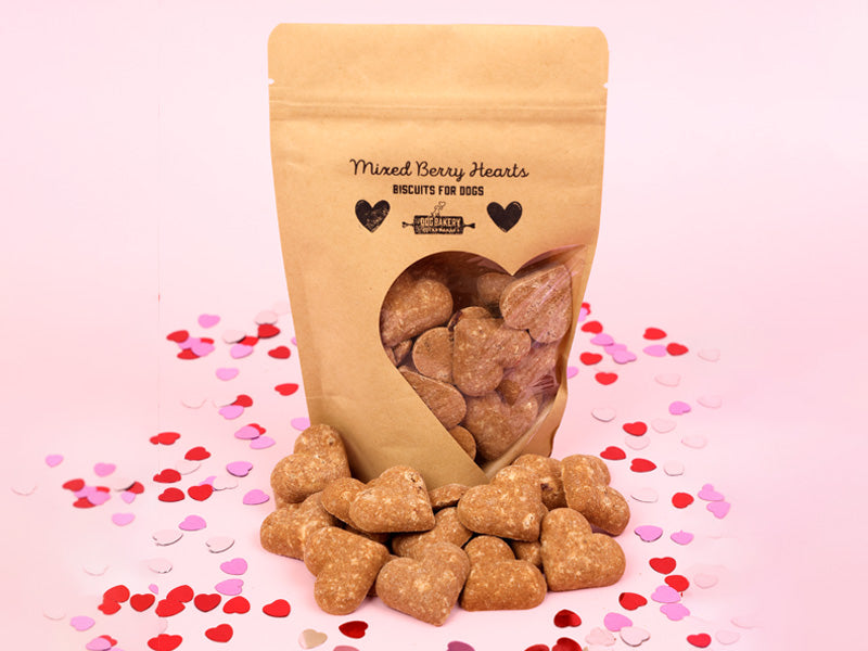 Mixed Berry Hearts Dog Biscuits 4oz